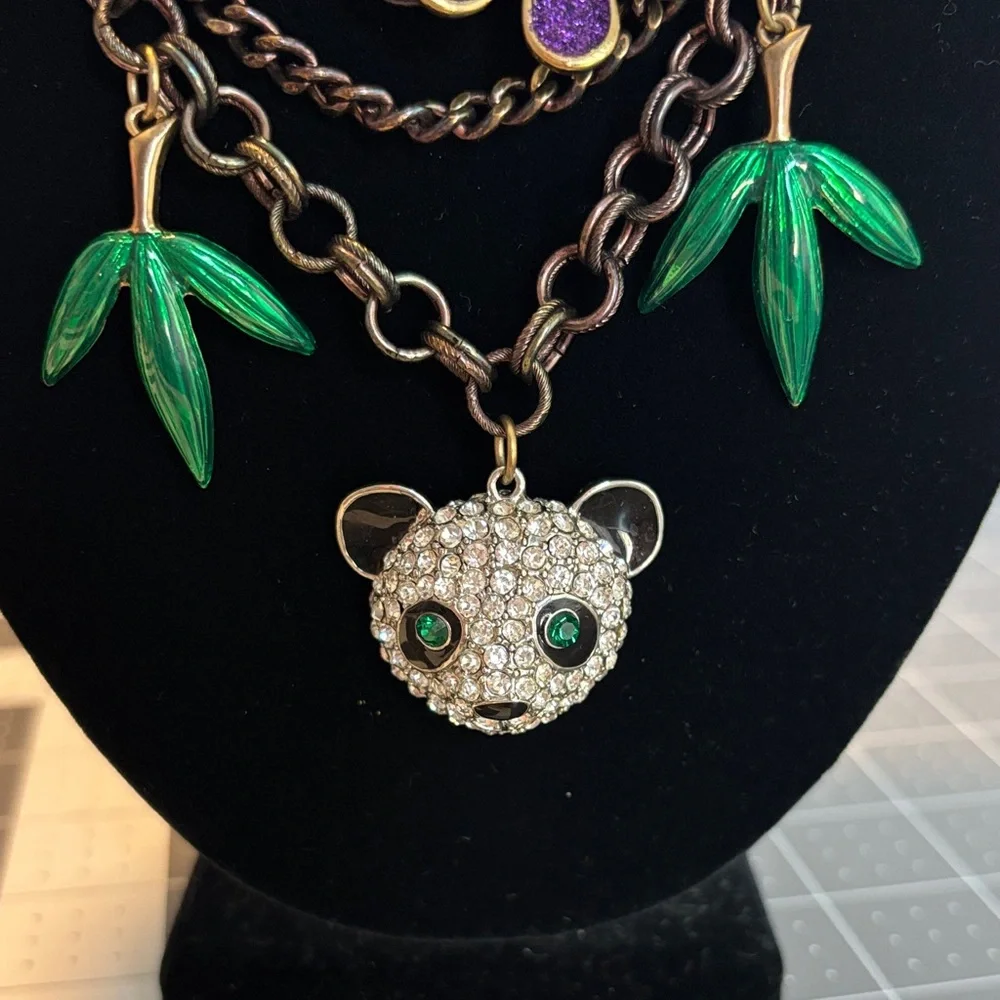 Betsey Johnson Purple Floral and Animal Charm Necklace - Picture 6 of 11